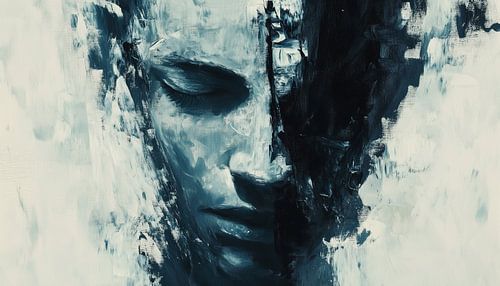 Abstracte gezicht zwart-wit panorama