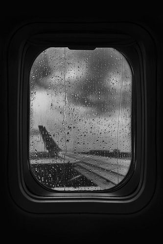 Unique Photography of Airplane Window with Rain - Inspirational Wall Decoration for a New Beginning by Elianne van Turennout