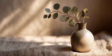 Japanese ceramics with leaf by Vlindertuin-Art