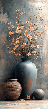 Japandi Bloemen Pracht | Earthbound Whispers van Kunst Kriebels