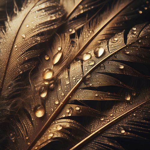 Golden feather abstract