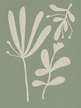 Abstract minimalistisch botanisch. Planten in wit en salie. van Dina Dankers