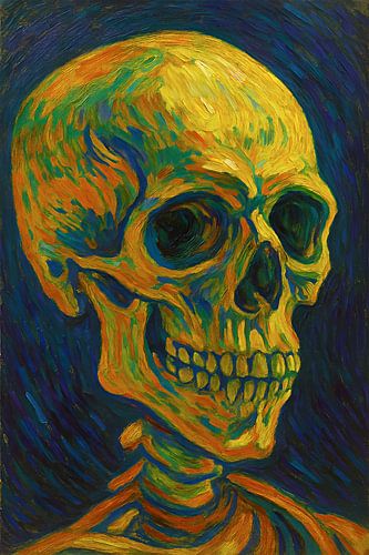 Kleurrijke schedel schilderij