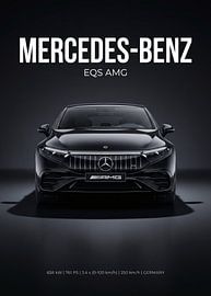 Vorderansicht einer schwarzen Mercedes-Benz EQS AMG Luxus-Elektro-Limousine von Cross