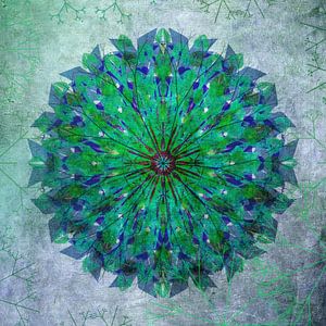 Mandala - grunge in groen en blauw