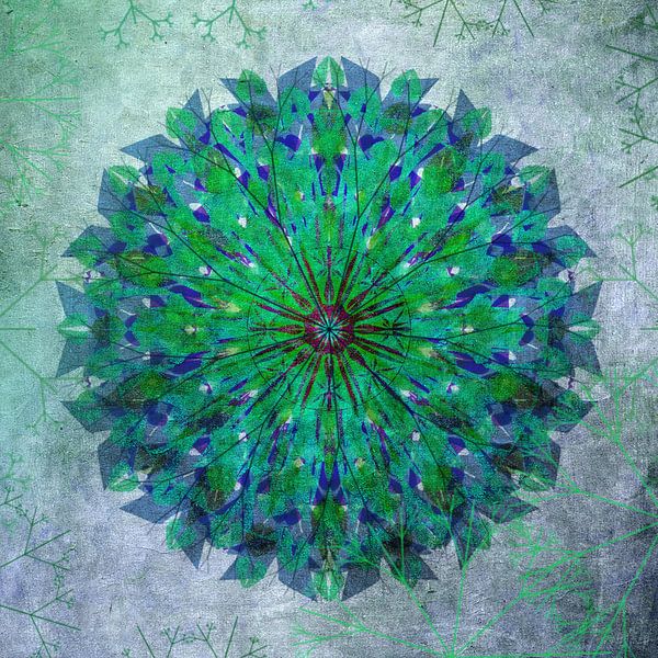 Mandala - Grunge in Grün und Blau von Rietje Bulthuis