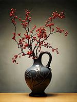 Vase with red berries