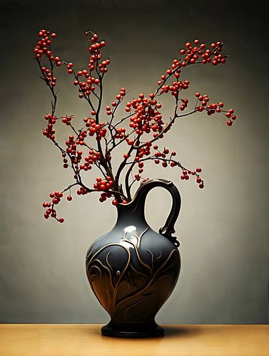 Vase mit roten Beeren