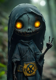 Creepy Elegance: Hooded Guardian of the Forest