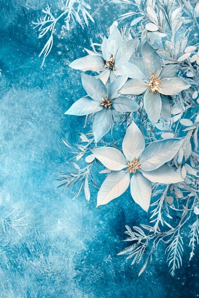 Blauw bloemstuk van Poster Art Shop