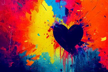 abstracte kleurrijke achtergrond met hart, illustratie van Animaflora PicsStock