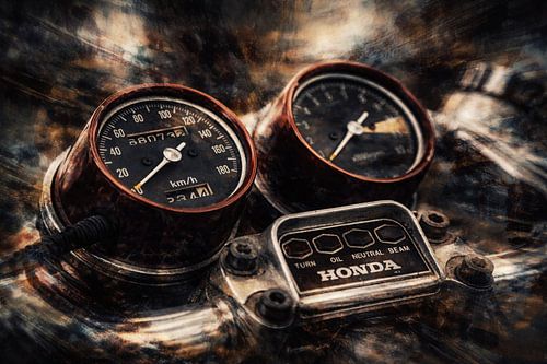 Urban Abstract Vintage Car Fine Art Composition with Layered Textures