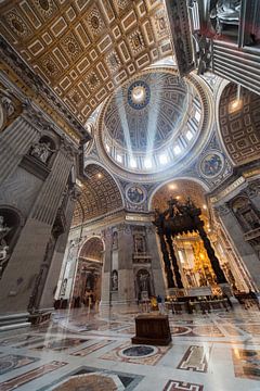 Koepel van Sint Peter Basiliek in Rome, Italië van Joost Adriaanse