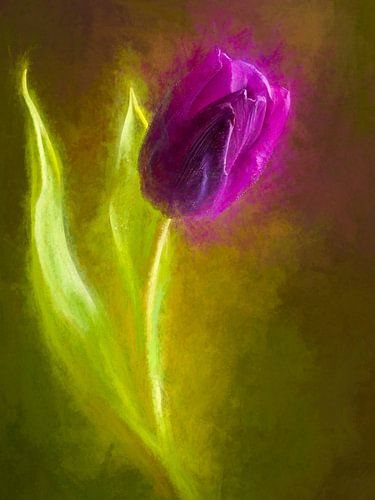 Geschilderde paarse tulp