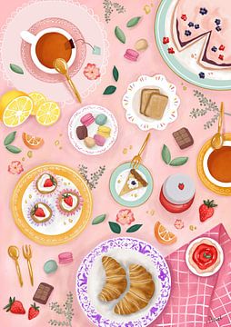 Thé et pâtisserie sur Aniet Illustration