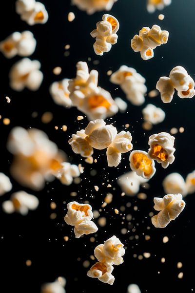 Luftige Popcorn-Explosion im Dunkeln von Poster Art Shop