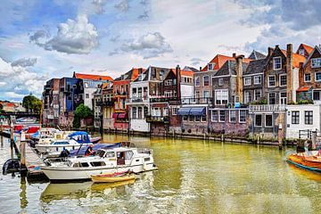 Dordrecht Wijnhaven vanaf Nieuwbrug Nederland