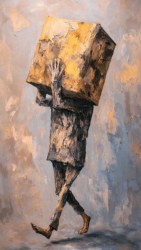 « Innocence brisée » : peinture acrylique surréaliste aux textures, concept artistique émouvant