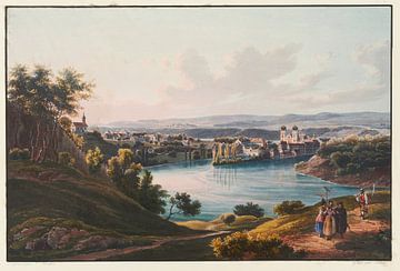 Gezicht op het Rheinau-klooster, kanton Zürich, Johann Ludwig Bleuler