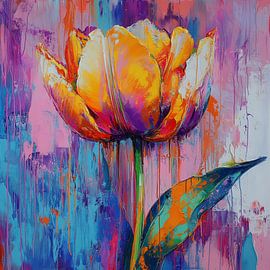 Abstrakte Tulpe Farbenfroh und Modern von Wilma Mesman