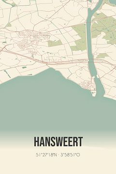 Vintage landkaart van Hansweert (Zeeland) van Rezona
