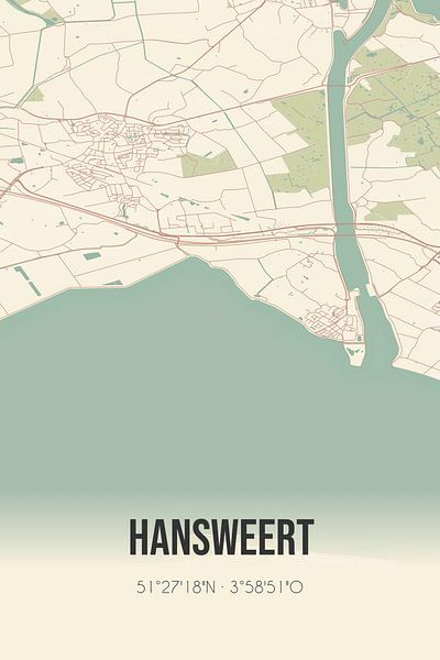 Vintage map of Hansweert (Zeeland) by Prints of Place