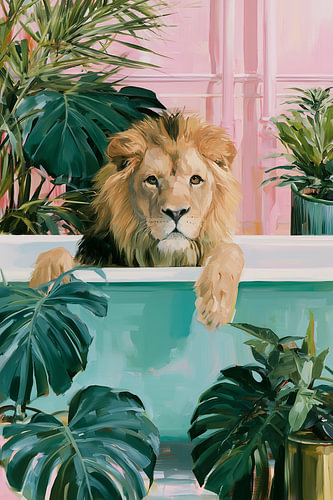 Lion Bathtub Bathroom | Tropical