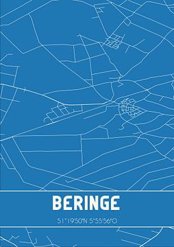 Blauwdruk | Landkaart | Beringe (Limburg) van MijnStadsPoster