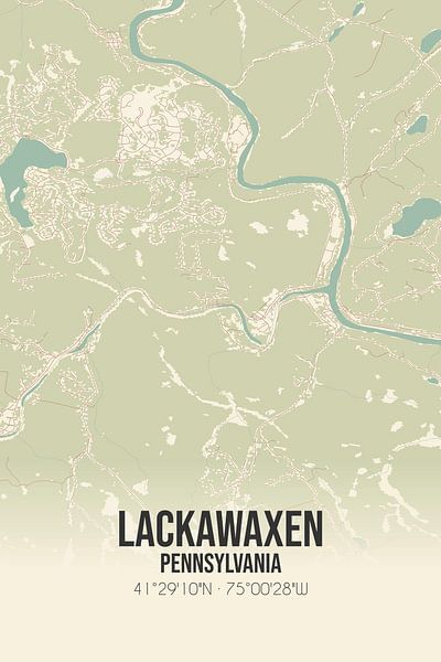 Vintage map of Lackawaxen (Pennsylvania), USA. by Prints of Place