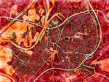 Kaart van Roermond in de stijl 'Amber Autumn' van Maporia