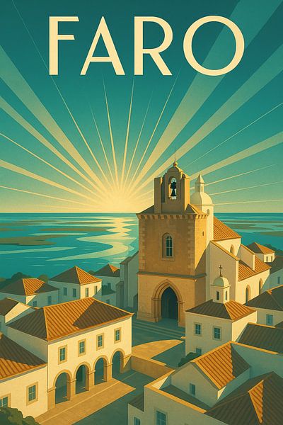 Faro Algarve Vintage Art Deco Poster von Travel Shop