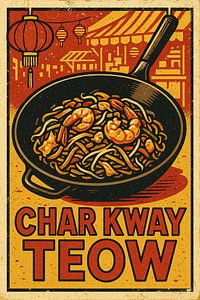 Vintage Char Kway Teow Poster – Malaysian Street Food Print