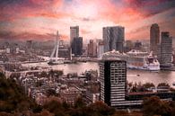 Rotterdam skyline vanaf de Euromast van Digitale Schilderijen thumbnail