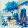 Blauwe mediterrane zomer van Vlindertuin-Art