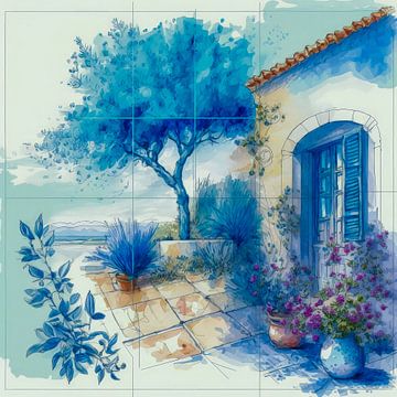 Été méditerranéen bleu sur Vlindertuin Art