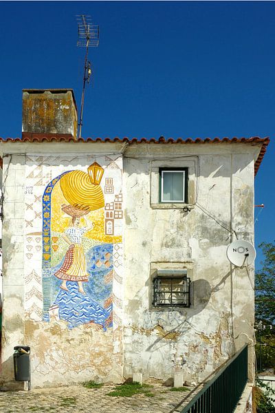 An old house with wall painting by Berthold Werner
