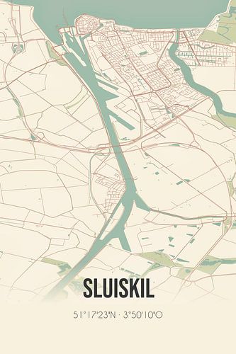 Alte Karte von Sluiskil (Zeeland)