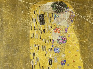 Kaart van Veenendaal met de Kus van Gustav Klimt van Map Art Studio
