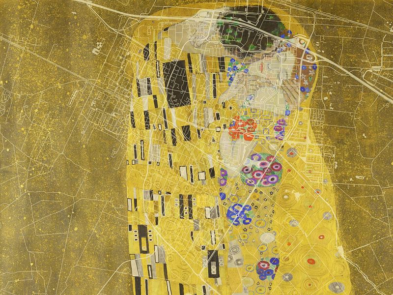Map of Veenendaal with the Kiss by Gustav Klimt by De Kaartenwinkel