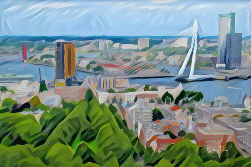 Abstract Schilderij Skyline Rotterdam