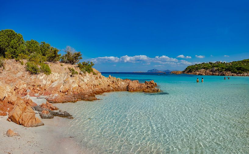 Bay and rocky shore with Poltu Di Li Cogghj beach, Prince Karim Aga Khan's favourite beach, Romazzin by Rene van der Meer