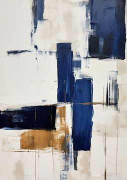 Abstract Beige Blauw van Abstract Schilderij