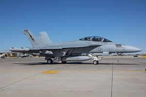 Eine Boeing EA-18G Growler rollt auf das Ende der Startbahn der NAS Fallon zu. von Jaap van den Berg