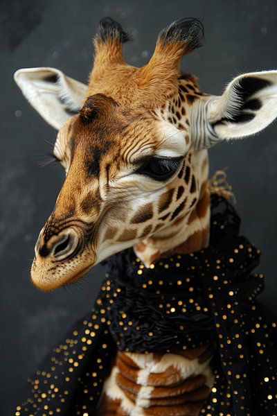 Portrait de girafe avec des vêtements humains par Egon Zitter