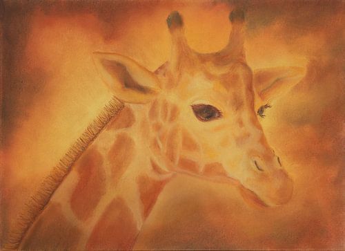 Giraffe in warm colours by Jente Bergman