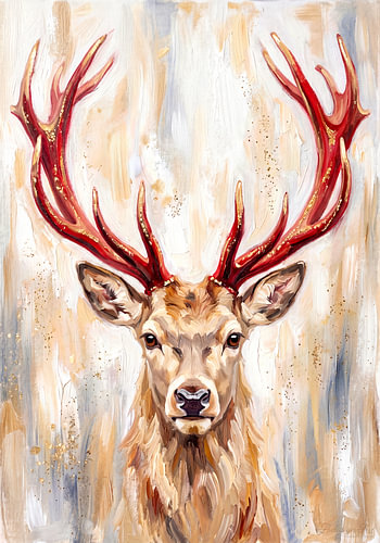 Un cerf majestueux aux bois rouges