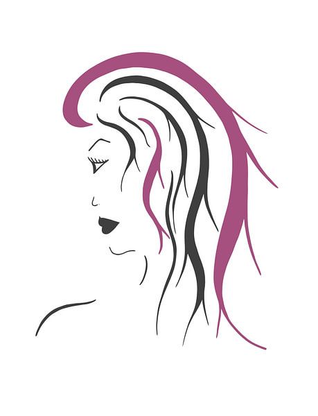 Frau mit rosa-schwarzem Haar von Wandersti
