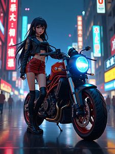 Eine Cyberpunk-Stadt bei Nacht
