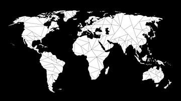 Wereldkaart Geometrisch | Zwart