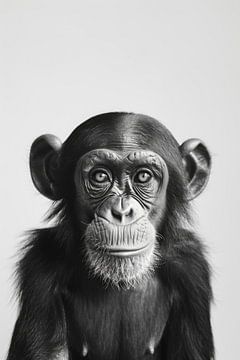 Schimpanse in Schwarz-Weiß von Poster Art Shop